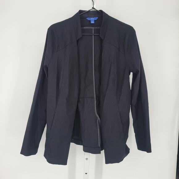 APT 9 Womens Sz L Classic Solid Black Open Front Blazer Jacket - Picture 1 of 4